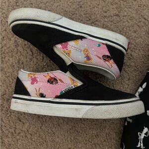 Vans Disney Princess Black and Pink Slip-On Shoes